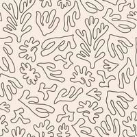 insieme alla moda di forme organiche astratte, oggetti, frutti tropicali e alghe. illustrazione vettoriale disegnata a mano contemporanea. disegno matisse