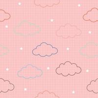 modello senza cuciture il bellissimo sfondo rosa delle nuvole ha una griglia quadrata. concetto di disegno a tratteggio, simpatico cartone animato utilizzato per la stampa, confezioni regalo, abbigliamento per bambini, tessile, immagine vettoriale
