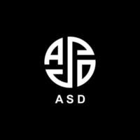 design del logo della lettera asd su sfondo nero. vettore asd iniziale. disegno della lettera asd. logo asd.