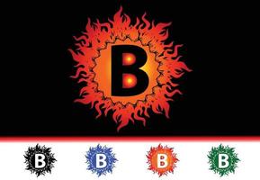 fuoco b lettera logo e modello di design dell'icona vettore
