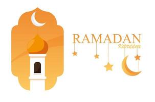 costruzione della moschea di Ramadan Kareem nel telaio vettore