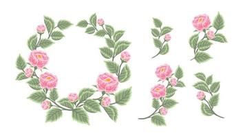 bella ghirlanda di fiori vintage e set di composizioni per illustrazioni vettoriali di bouquet