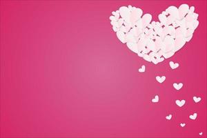 elementi di carta a forma di cuore su sfondo rosa. simboli vettoriali San Valentino, biglietto di auguri di compleanno.