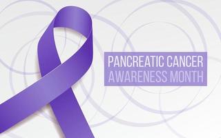 concetto di mese di consapevolezza del cancro del pancreas. modello di banner con nastro viola. illustrazione vettoriale. vettore