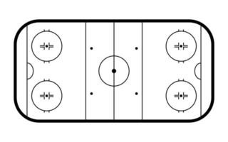 pista di hockey su ghiaccio, vista dall'alto. contorno di campo da hockey isolato su sfondo bianco. illustrazione vettoriale. vettore