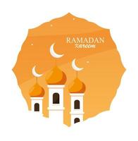 costruzione della moschea di Ramadan Kareem nel telaio vettore