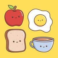 cibo per la colazione kawaii in giallo vettore