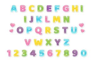 carattere e alfabeto colorati decorativi vettore