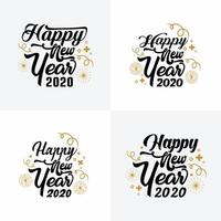 Set di minimalista nero e oro capodanno Poster vettore