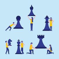 uomini d&#39;affari concetto di set di scacchi vettore