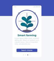 design della pagina dell'app mobile per l'agricoltura intelligente, banner vettoriale