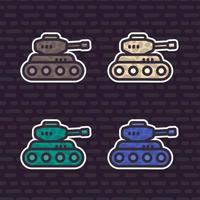 carro armato, icona di stile piatto in diversi colori, illustrazione vettoriale