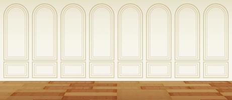 parete vintage con pavimento in legno marrone. sfondo di moda. vettore