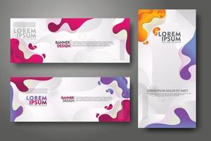 modello di banner set design in colori sfumati vibranti alla moda con forme fluide astratte vettore