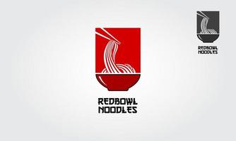 i modelli del logo della ciotola rossa noodles, adatti per qualsiasi attività commerciale relativa a ramen, noodles, fast food, cibo coreano, cibo giapponese o qualsiasi altra attività su sfondo rosso vettore