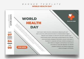 modello di giornata mondiale della salute per banner di social media con colore bianco, verde e arancione sullo sfondo del paesaggio con un design elegante. vettore