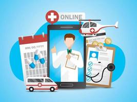 telemedicina e servizi online del vettore di illustrazione dell'ospedale.