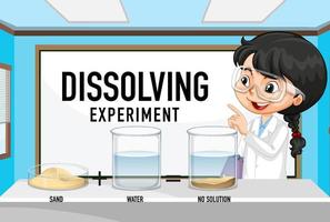 dissolvendo esperimento scientifico con sabbia e acqua vettore