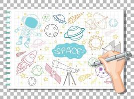doodle disegnato a mano dell'icona dello spazio vettore