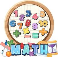 contare i numeri da 0 a 9 e i simboli matematici vettore