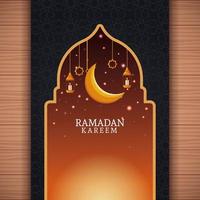 Ramadan Kareem con luna calante e arte islamica vettore