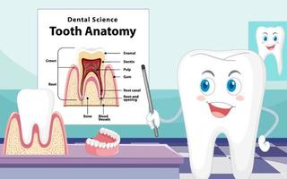 infografica dell'uomo nell'anatomia del dente di scienze odontoiatriche vettore