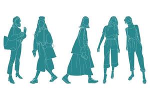 illustrazione vettoriale del fascio di donne alla moda