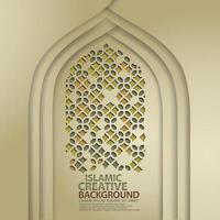 lussuosa arte islamica per biglietto di auguri con struttura realistica della moschea della porta con ornamenti di mosaico. illustratore vettoriale