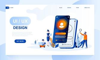 Modello di landing page di design UX vettore