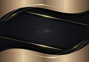 elegante sfondo astratto 3d forma d'onda dorata con linee di filo d'oro su sfondo nero vettore