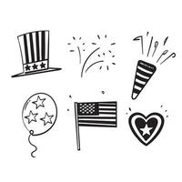 simbolo del 4 luglio di doodle disegnato a mano per l'icona dell'illustrazione del giorno dell'indipendenza vettore