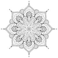 motivo circolare a forma di mandala per henné, mehndi, tatuaggio, decorazione. ornamento decorativo in stile etnico orientale. pagina del libro da colorare. vettore