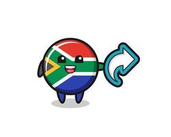 la simpatica bandiera del sud africa tiene il simbolo della condivisione dei social media vettore