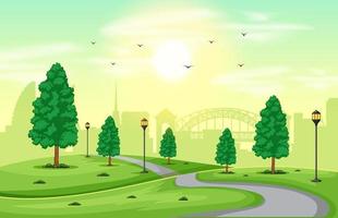 sfondo del paesaggio illustrazione di un parco naturale urbano vettore