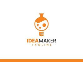 modello di logo del creatore di idee, concetto di chimica e lampadina vettore