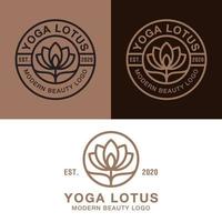 elegante linea arte yoga logo loto, fiore, floreale, pelle di bellezza, spa, badge logo cosmetici vettore