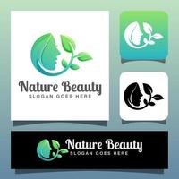 design del logo di bellezza della natura verde per spa, cure di bellezza, cosmetici, prodotti di bellezza vettore