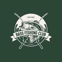 etichetta del logo del club di pesca vintage disegnato a mano vettore