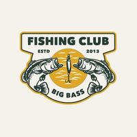 etichetta del logo del club di pesca vintage disegnato a mano vettore