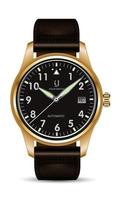 orologio realistico orologio cinturino in pelle oro marrone su bianco design classico lusso per uomo vettore