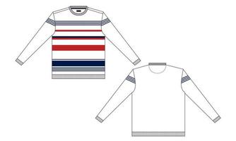 giacca in jersey di cotone felpa tecnica moda disegno piatto illustrazione vettoriale modello vista anteriore e posteriore. giacca maglione abbigliamento piatto mock up isolato su sfondo bianco.