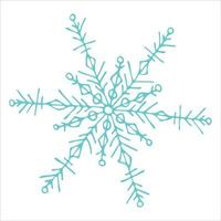 clipart di fiocco di neve disegnato a mano carino. illustrazione di doodle di vettore isolata su sfondo bianco. design moderno di natale e capodanno. per stampa, web, design, decorazione, logo.