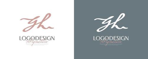 design del logo iniziale g e h in uno stile di scrittura elegante e minimalista. logo o simbolo della firma gh per matrimonio, moda, gioielli, boutique e identità aziendale vettore