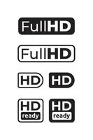 set di hd video ad alta definizione risoluzione immagine media badge etichetta vettore icona