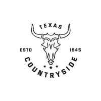 bovini da mucca vintage longhorn per il vettore di progettazione del logo del ranch dell'azienda agricola della campagna del texas