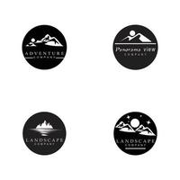 semplice e moderno paesaggio montano logo design vettore, roccioso cima di ghiaccio montagna silhouette di picco vettore