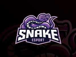 design del logo sportivo della mascotte del serpente vettore