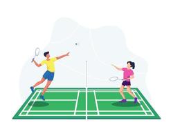 giocare a badminton illustrazione vettore