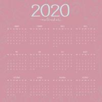 2020 Anno Nuovo Calendario Con Floreale Dolce Rosa vettore