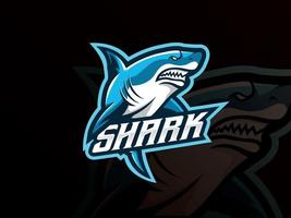 design del logo sportivo della mascotte dello squalo vettore